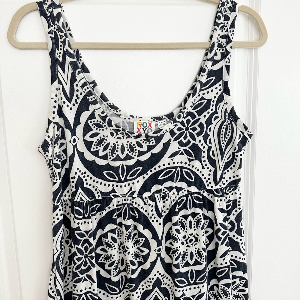 Roxy Navy & White Floral Sleeveless Tank Top Sun Dress- Beach Vacation Surf - Picture 3 of 12